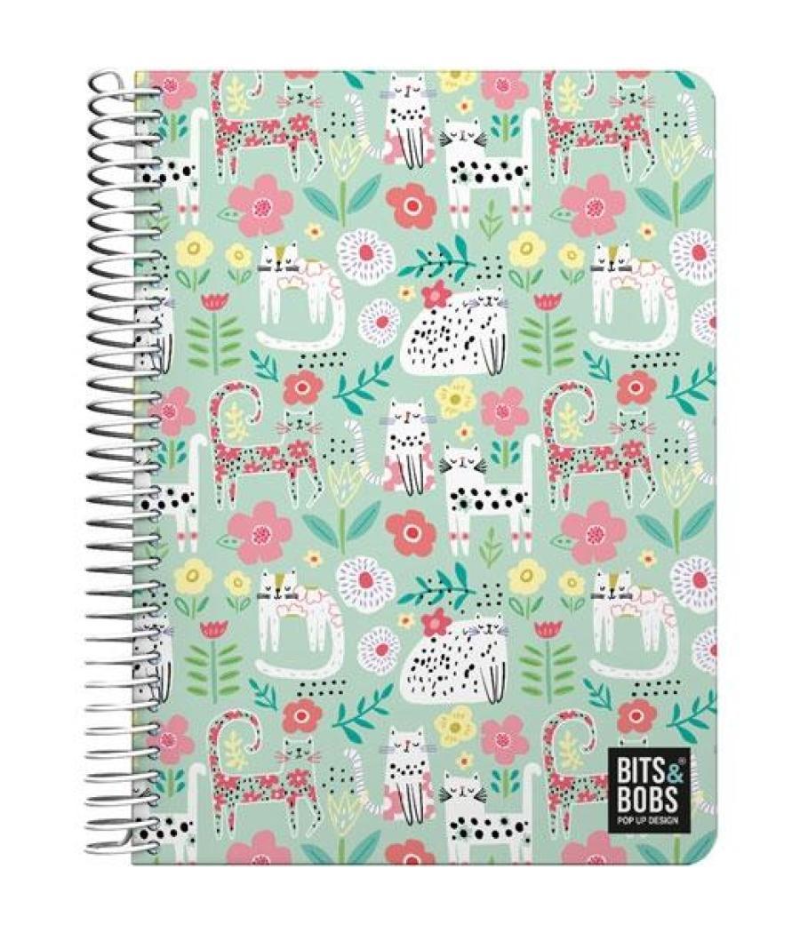 Grafoplás cuaderno 1/4 pp 80h 90gr 4x4mm 5 bandas color bits&bobs 24 cats fsc