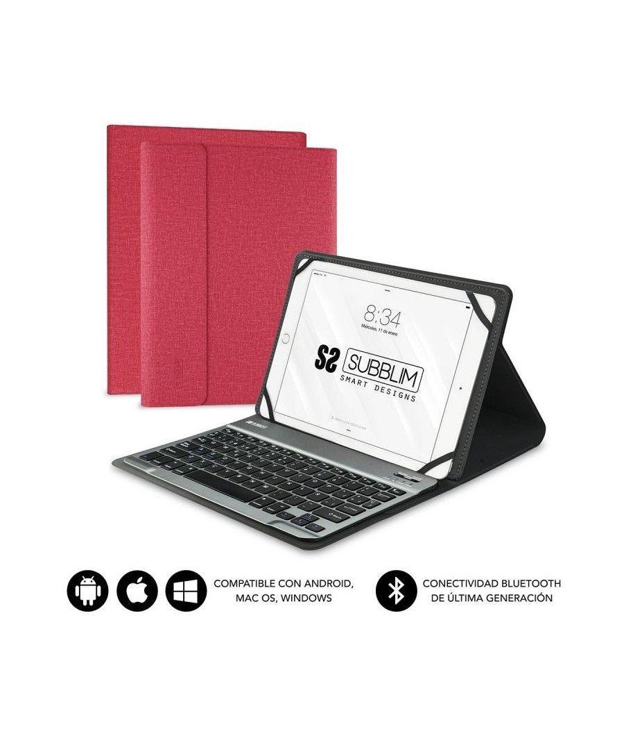 Funda con Teclado Subblim Keytab Pro Bluetooth para Tablets de 10.1'/ Roja - Imagen 1