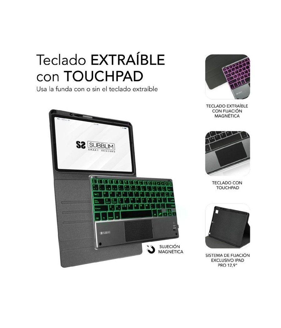 Funda con Teclado Subblim Keytab Pro BL Bluetooth Touchpad para iPad Pro 12.9' 2021-20/ Negra - Imagen 3