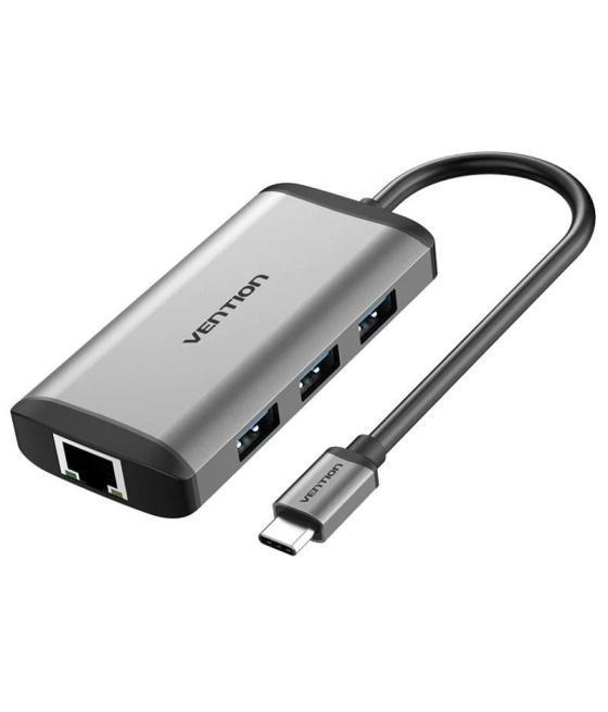 Docking usb tipo-c vention cnchb/ 1xhdmi/ 3xusb/ 1xusb tipo-c pd/ 1xrj45/ gris