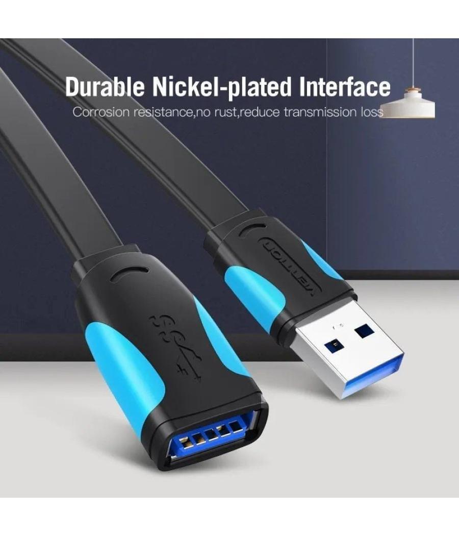 Cable alargador usb 3.0 vention vas-a13-b100/ usb macho - usb hembra/ 5gbps/ 1m/ negro y azul