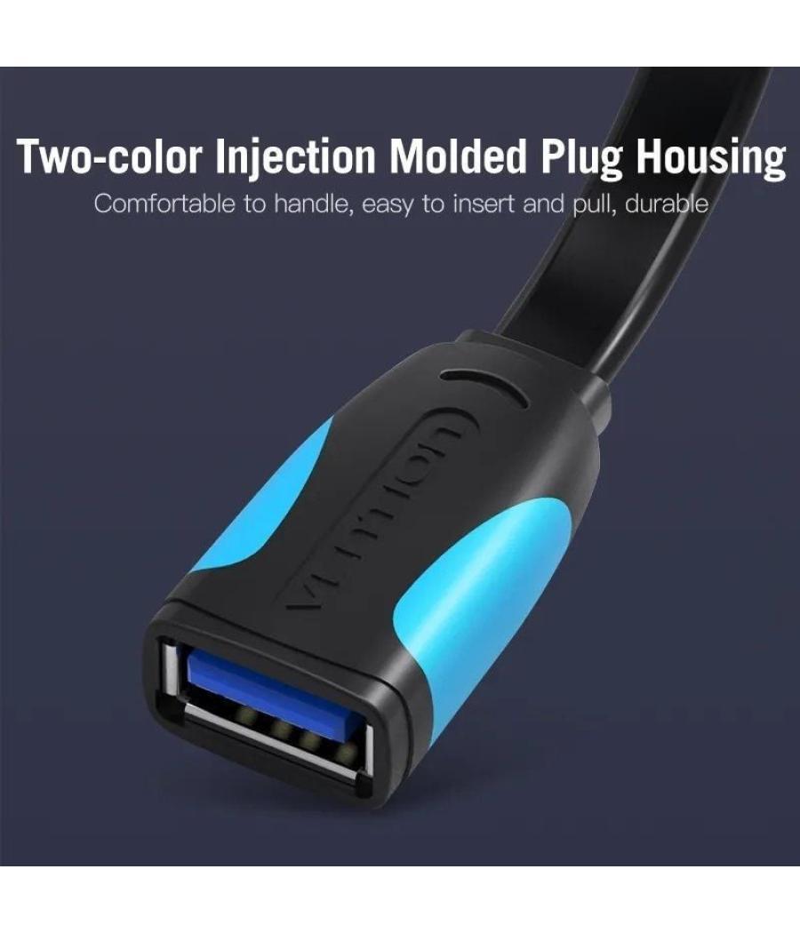Cable alargador usb 3.0 vention vas-a13-b100/ usb macho - usb hembra/ 5gbps/ 1m/ negro y azul
