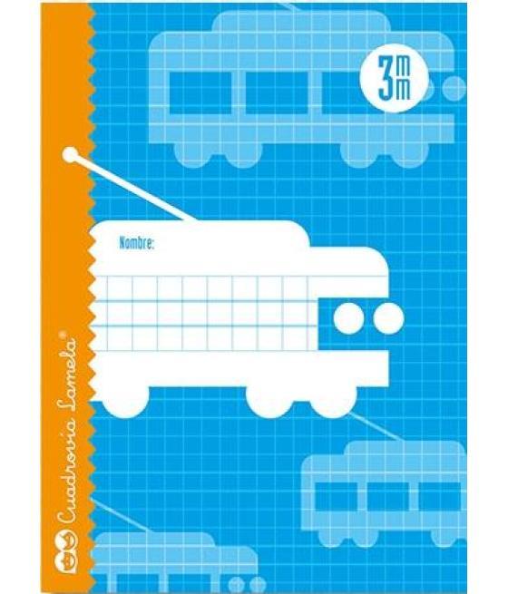 Lamela libreta grapada 30h 4º 70gr cuadrovía 3mm c/margen cubierta básica
