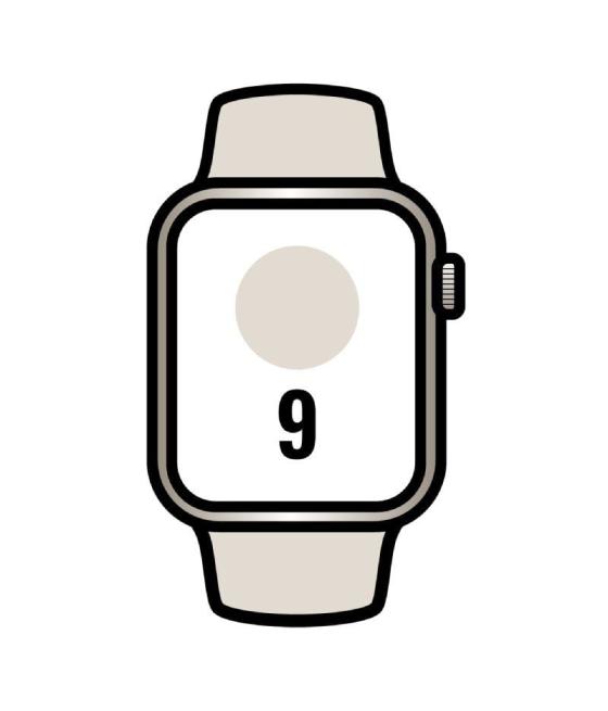 Apple watch series 9/ gps/ 45mm/ caja de aluminio blanco estrella/ correa deportiva blanco estrella m/l