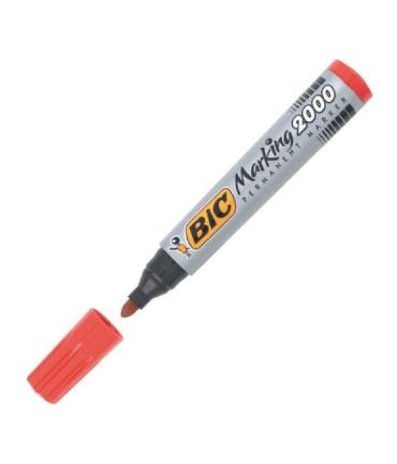 Bic marcador permanente marking 2000 punta redonda rojo caja -12u-