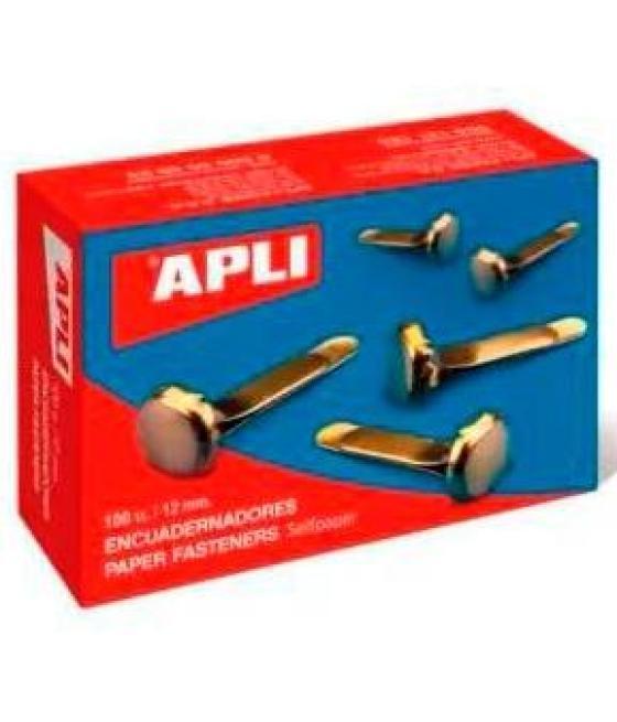 Apli encuadernadores metálicos sin arandela dorados 12mm - 100ud-