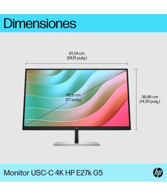 HP E-Series E27k G5 68,6 cm (27") 3840 x 2160 Pixeles 4K Ultra HD Negro, Plata