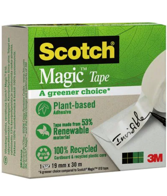 Rollo cinta invisible 19mm x 33m magicde origen vegetal caja cartón 9-1930r scoth 7100044086