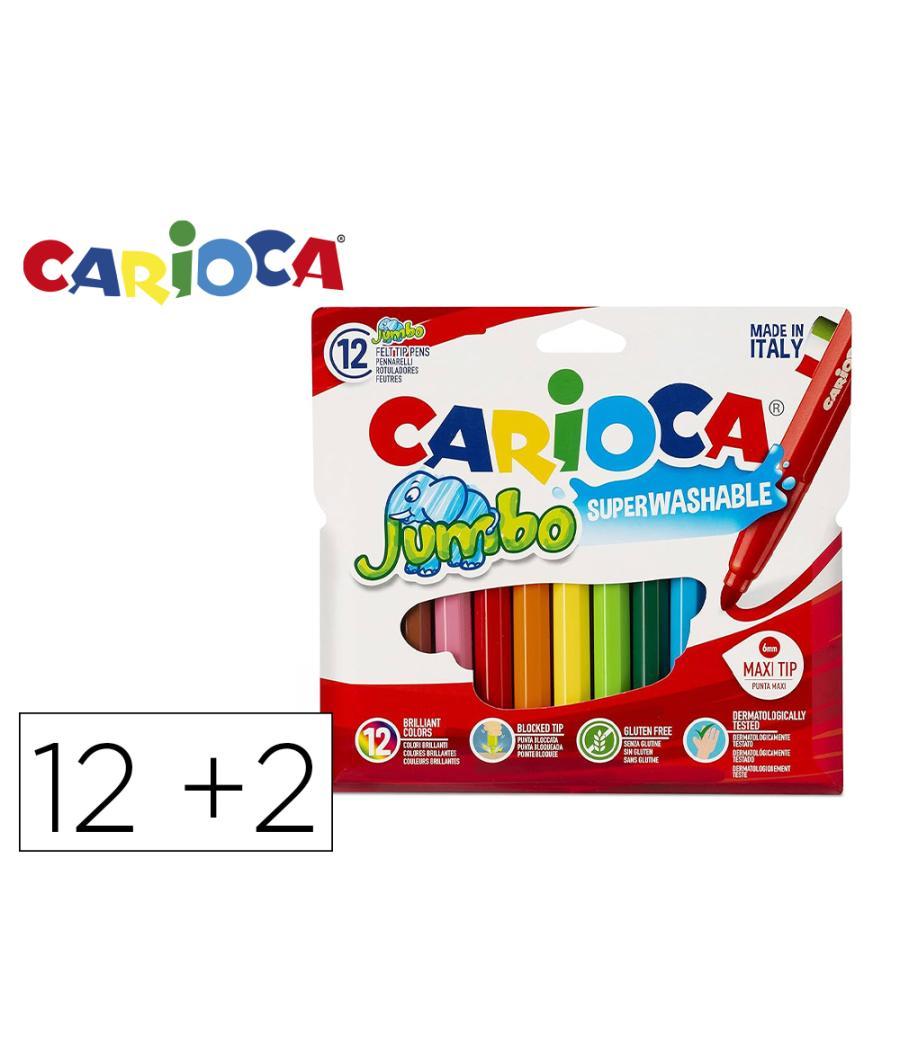 Rotulador carioca jumbo punta gruesa estuche de 12 unidades colores surtidos + 2 gratis