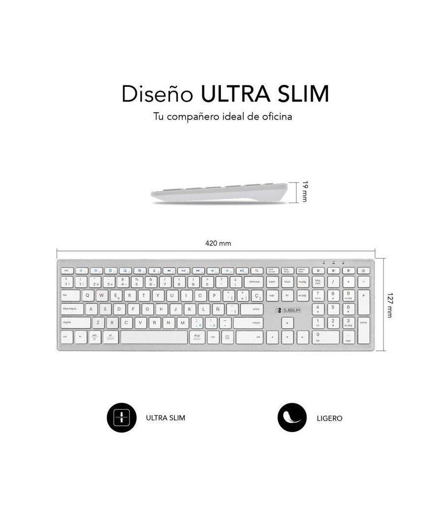 Teclado Inalámbrico por Bluetooth Subblim 2PUE200 Pure Extended/ Plata - Imagen 3