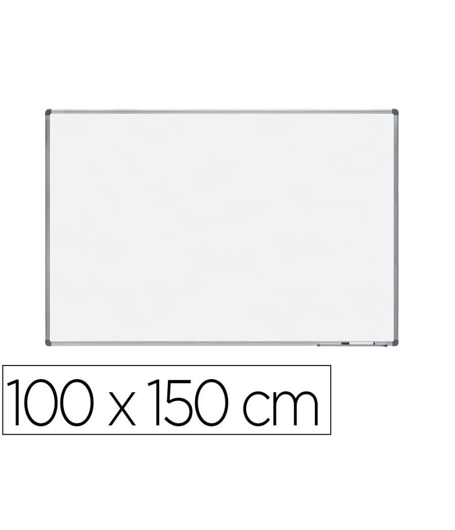 Pizarra blanca rocada lacada magnética marco aluminio con cantóneras 100x150 cm