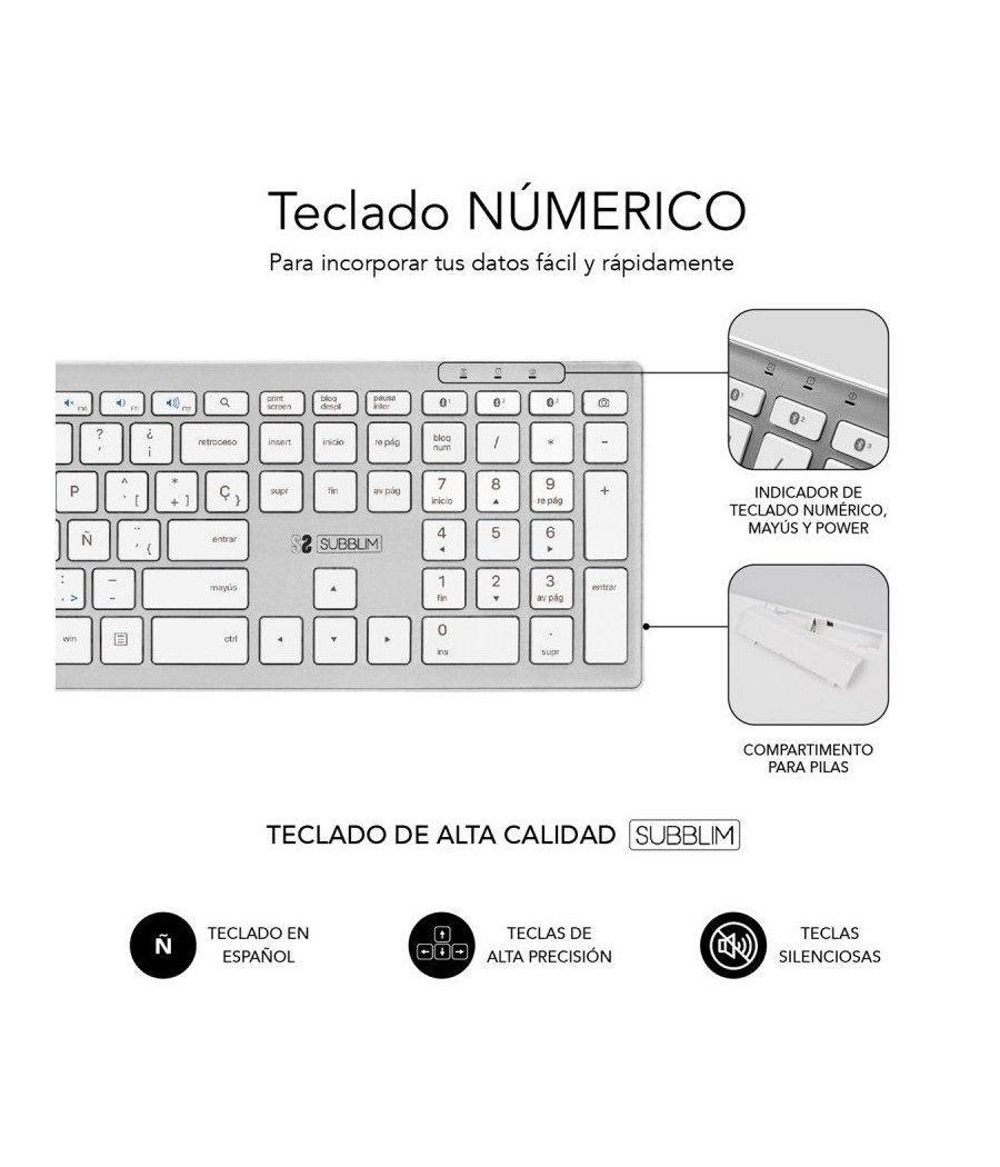 Teclado Inalámbrico por Bluetooth Subblim 2PUE200 Pure Extended/ Plata - Imagen 4