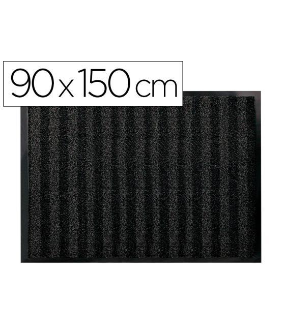 Alfombra para suelo q-connect premium para interiores antideslizante fibra polipropileno y fieltro gris 90x150 cm