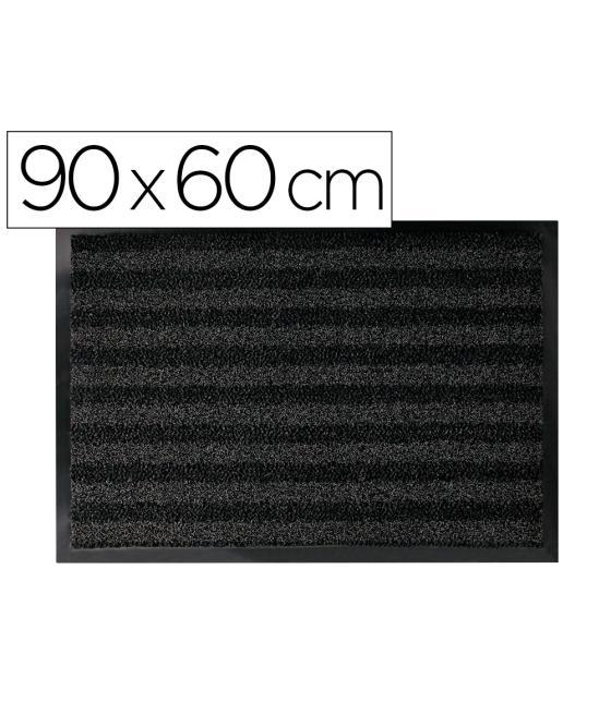 Alfombra para suelo q-connect premium para interiores antideslizante fibra polipropileno y fieltro gris 90x60 cm