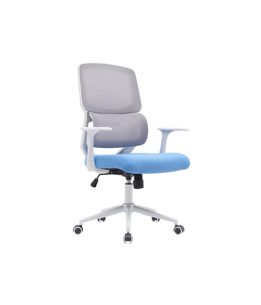 Silla q-connect oficina lucca malla base metálica alt max 1090 anc 700 prof 650 ruedas premium color blanco gris azul