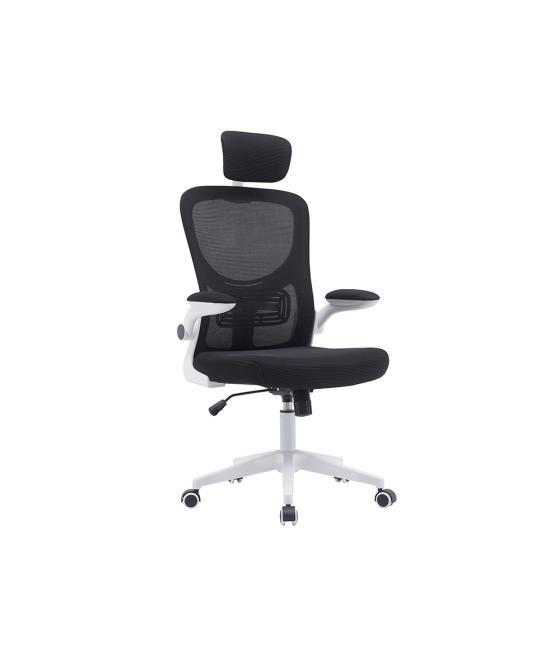 Silla q-connect ergonomica pal ermo malla base nylon alt max 1300 anc 610 prof 600 ruedas premium color blanco negro