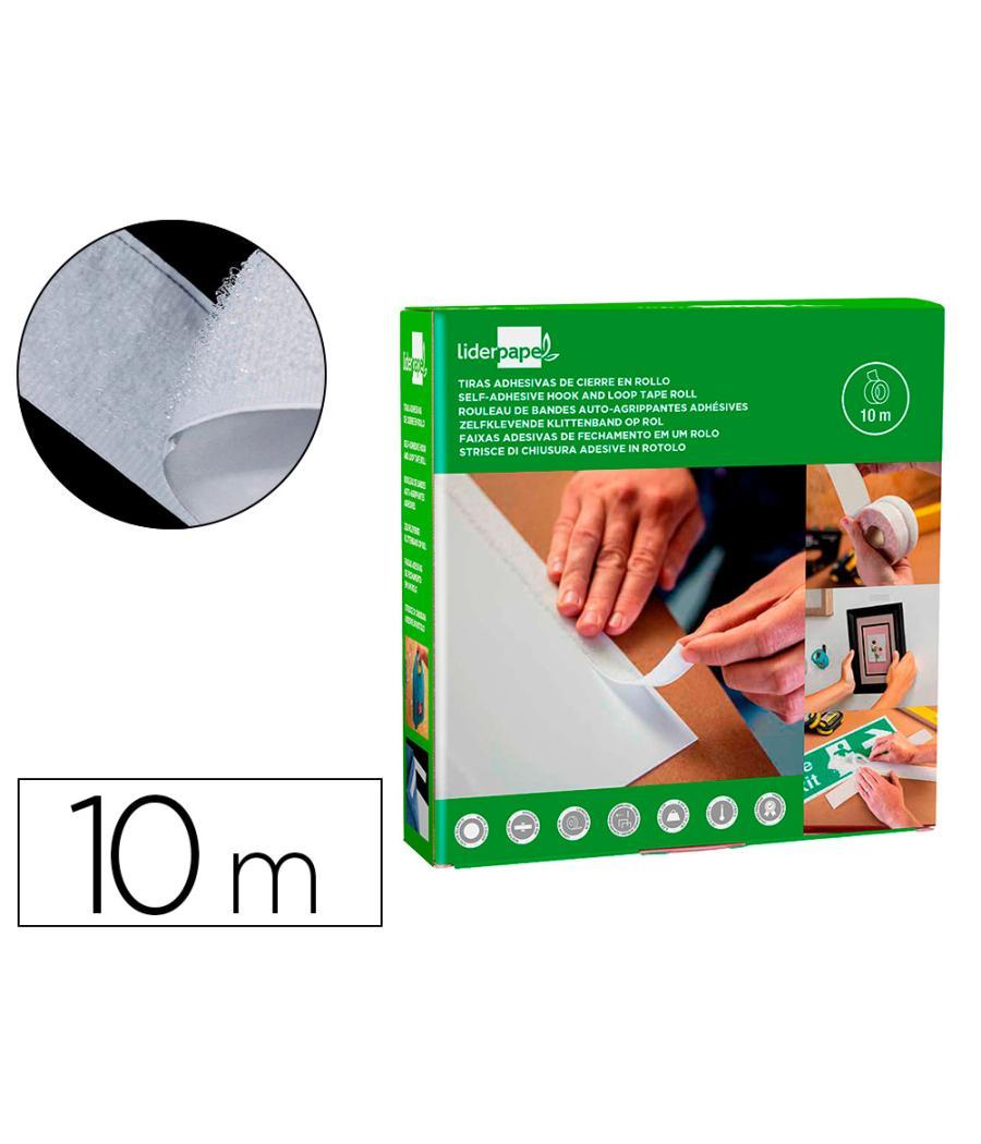 Cinta de cierre adhesiva liderpapel velcro blanco 20mm x 10m