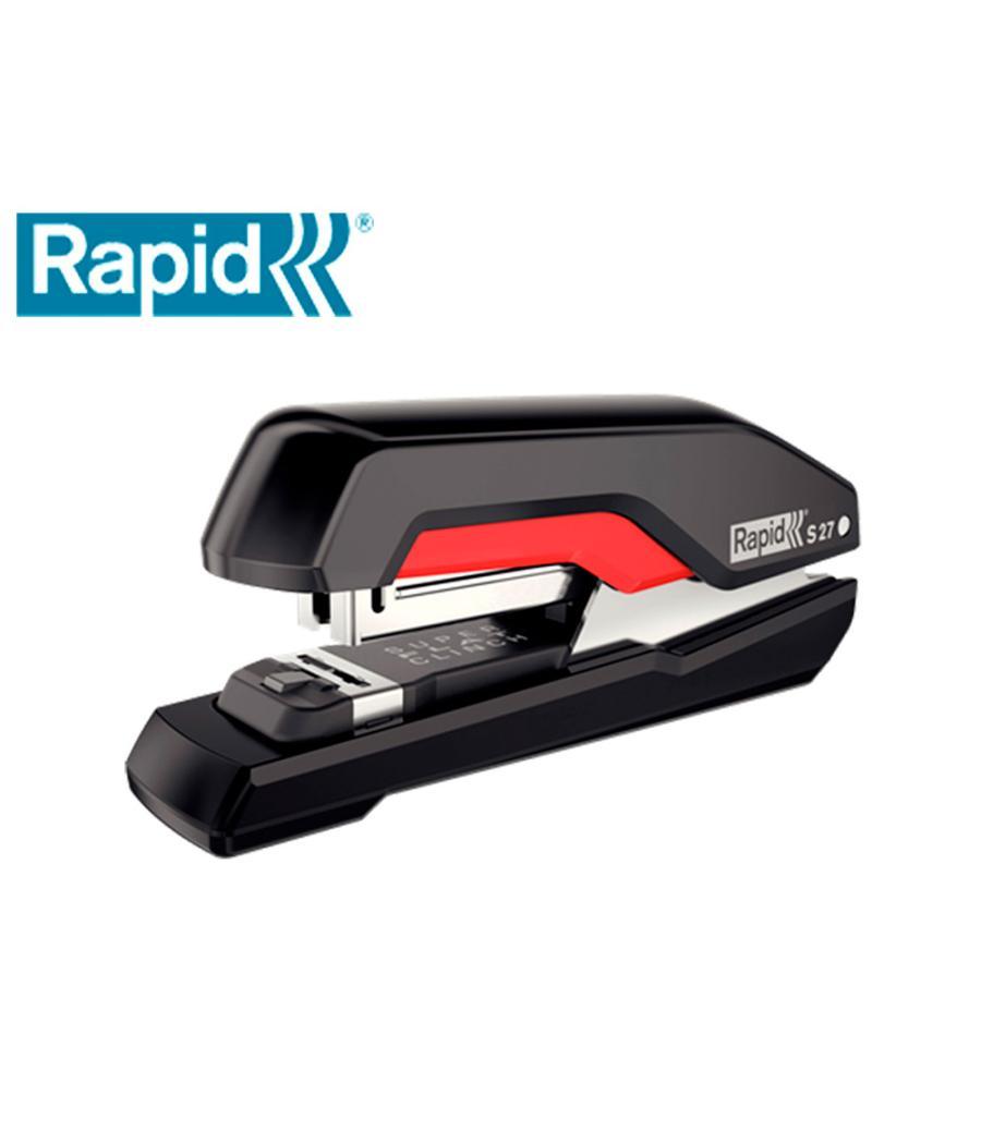 Grapadora rapid s27 fullstrip plástico capacidad de grapado 30 hojas usa grapas 24/6 y 26/6 color negro/rojo