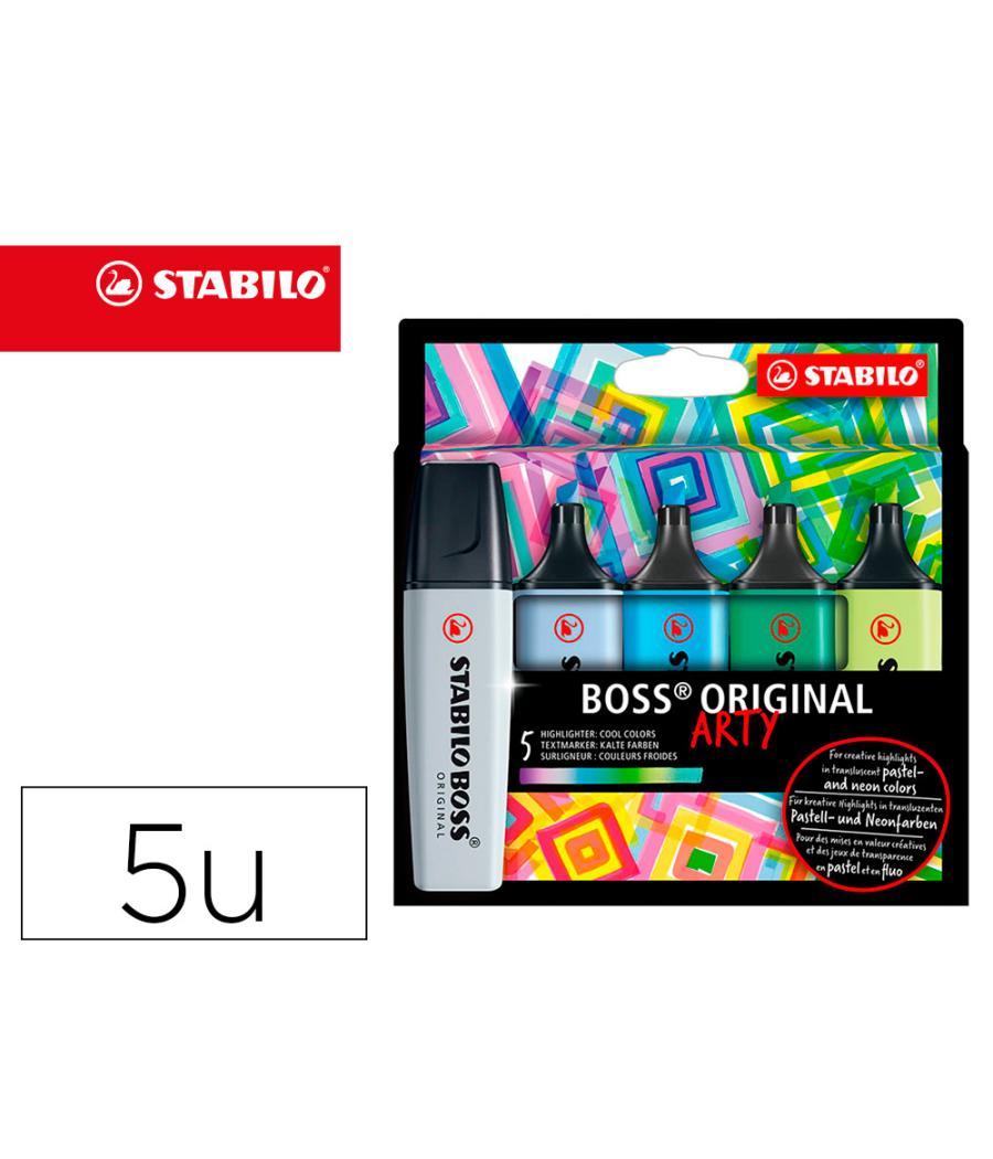 Rotulador stabilo boss fluorescente 70 arty line colores frios estuche cartón de 5 unidades colores