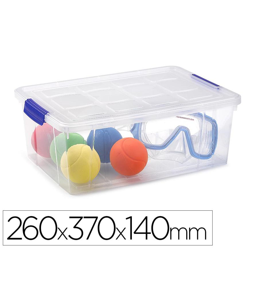 Contenedor plástico plasticforte 9 litros n 29 transparente con tapa 260x370x140 mm