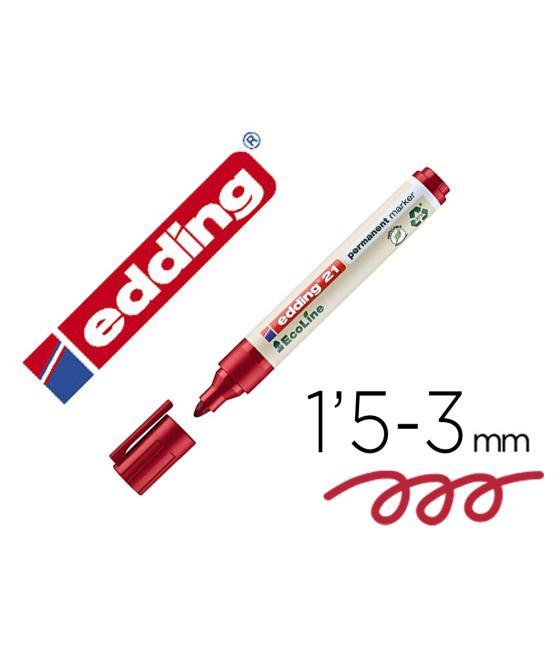 Rotulador edding 21 marcador permanente ecoline 90% reciclado color rojo punta redonda 1,5-3 mm recargable