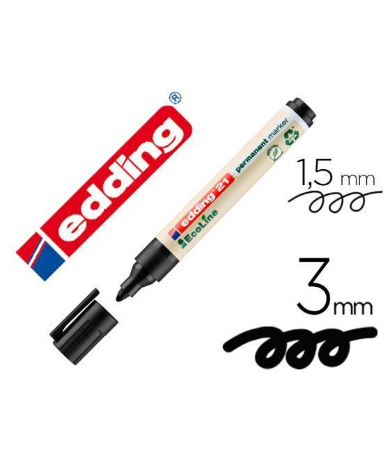 Rotulador edding 21 marcador permanente ecoline 90% reciclado color negro punta redonda 1,5-3 mm recargable