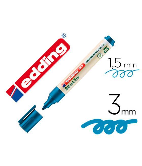 Rotulador edding 21 marcador permanente ecoline 90% reciclado color azul punta redonda 1,5-3 mm recargable