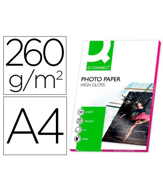 Papel q-connect foto glossy din a4 alta calidad digital photo para ink-jet bolsa de 50 hojas de 260 gr