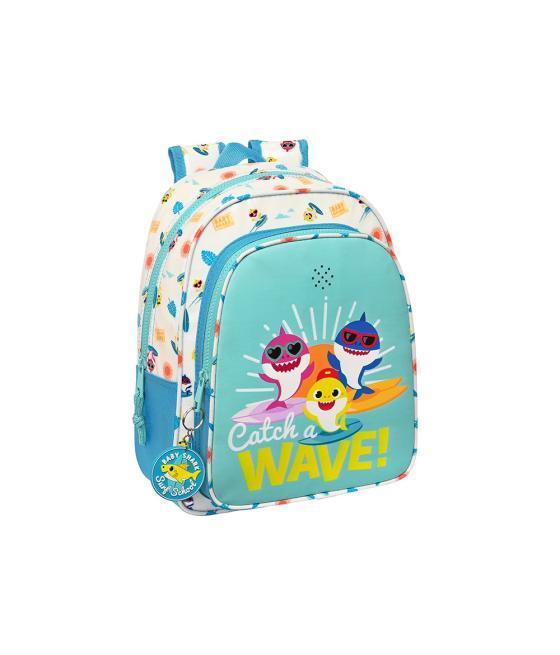 Mochila safta infantil con música adaptable a carro baby shark surfing 100x270x330 mm
