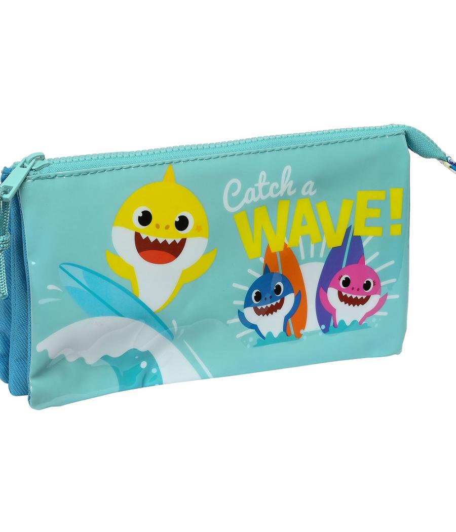 Bolso escolar portatodo safta triple baby shark surfing 30x220x120 mm