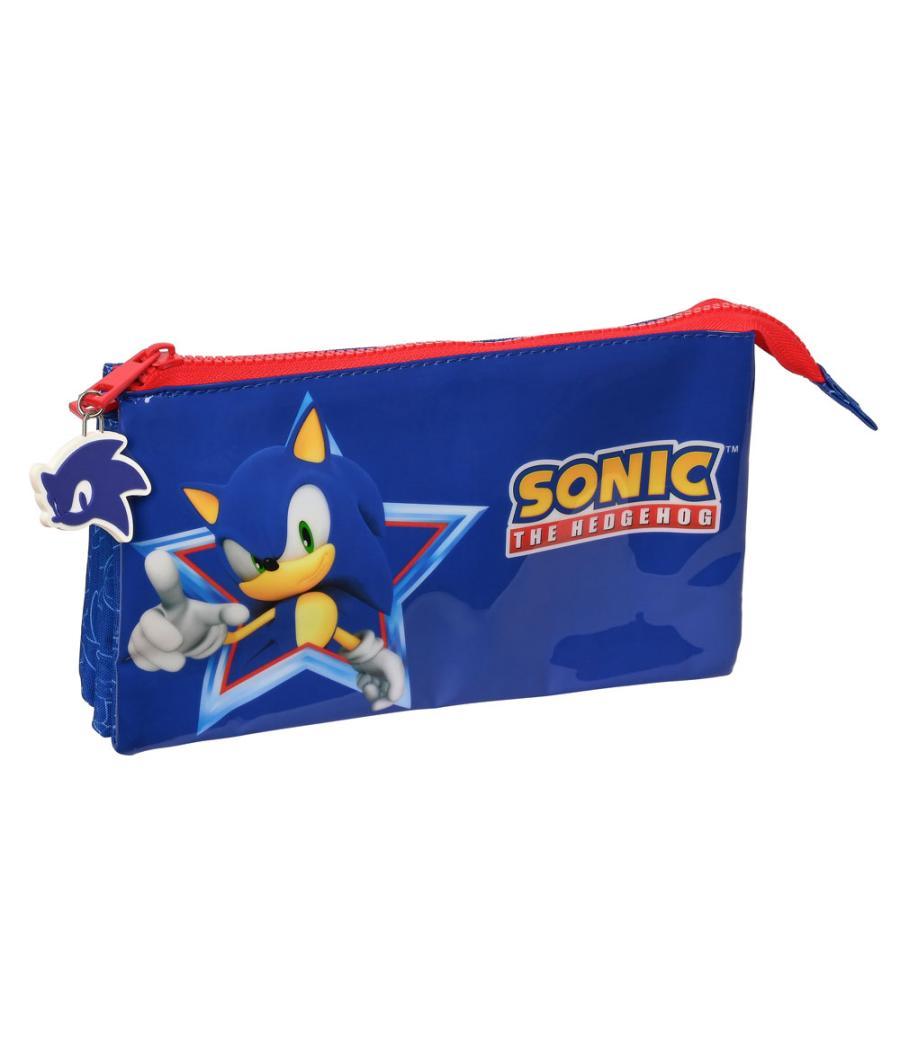 Bolso escolar portatodo safta triple sonic the hedgehog let s roll 120x220x30 mm