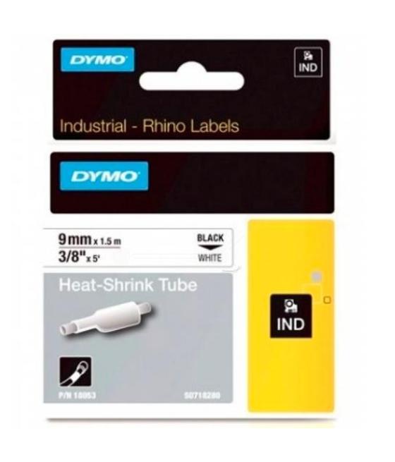 Dymo rhino cinta id1-9, negro sobre blanco, 9mmx1´5m, tubo termorretractil (s0718280)