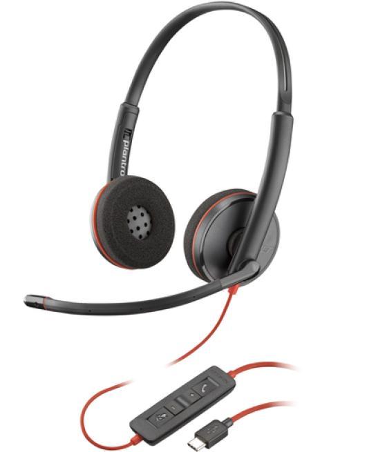 HP Auriculares Poly Blackwire 3220 estéreo USB-C + adaptador USB-C/A (paquete)