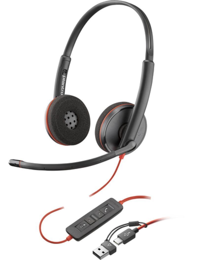 HP Auriculares Poly Blackwire 3220 estéreo USB-C negro + adaptador USB-C/A (paquete)