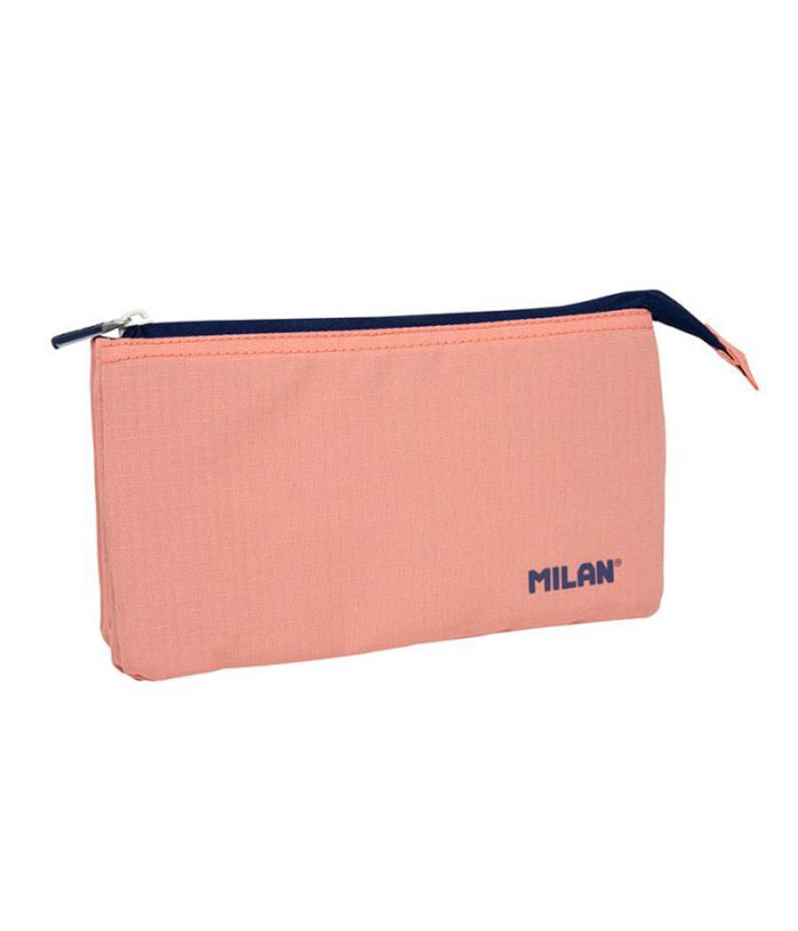 Bolso escolar portatodo milan 1918 collection 3 cremalleras y 5 compartimentos rosa 215x35x125 mm