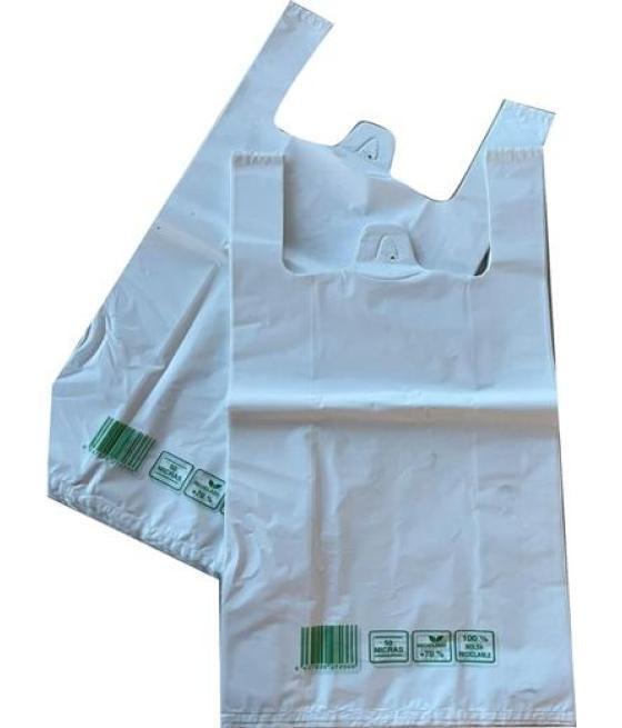 Bolsa de camiseta 42x53cm 50 micras 70% reciclado paquete 1kg