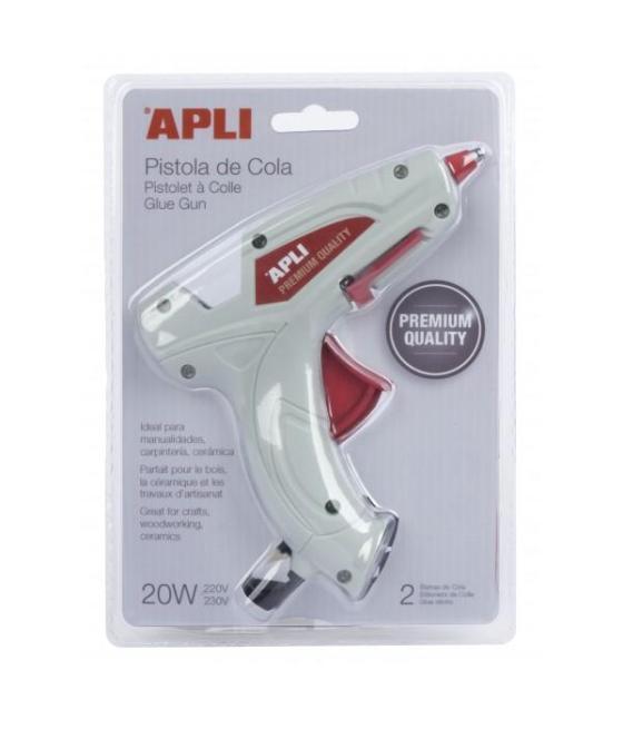 Apli pistola de silicona caliente blanca 20w   2 barras