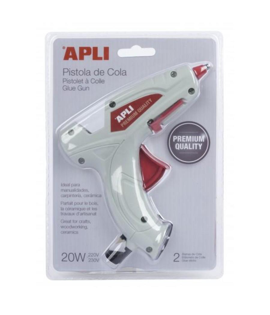 Apli pistola de silicona caliente blanca 20w + 2 barras