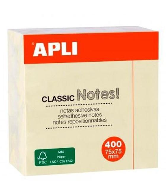 Apli notas adhesivas classic 75x75mm cubo de 400h amarillo