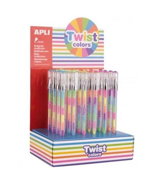 Apli expositor bolígrafo roller gel pen twist colors surtidos -24u-
