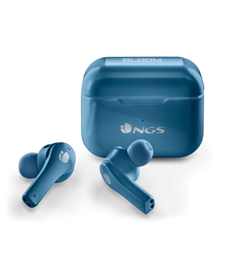 Auriculares bluetooth ngs ártica bloom con estuche de carga/ autonomía 6h/ azules