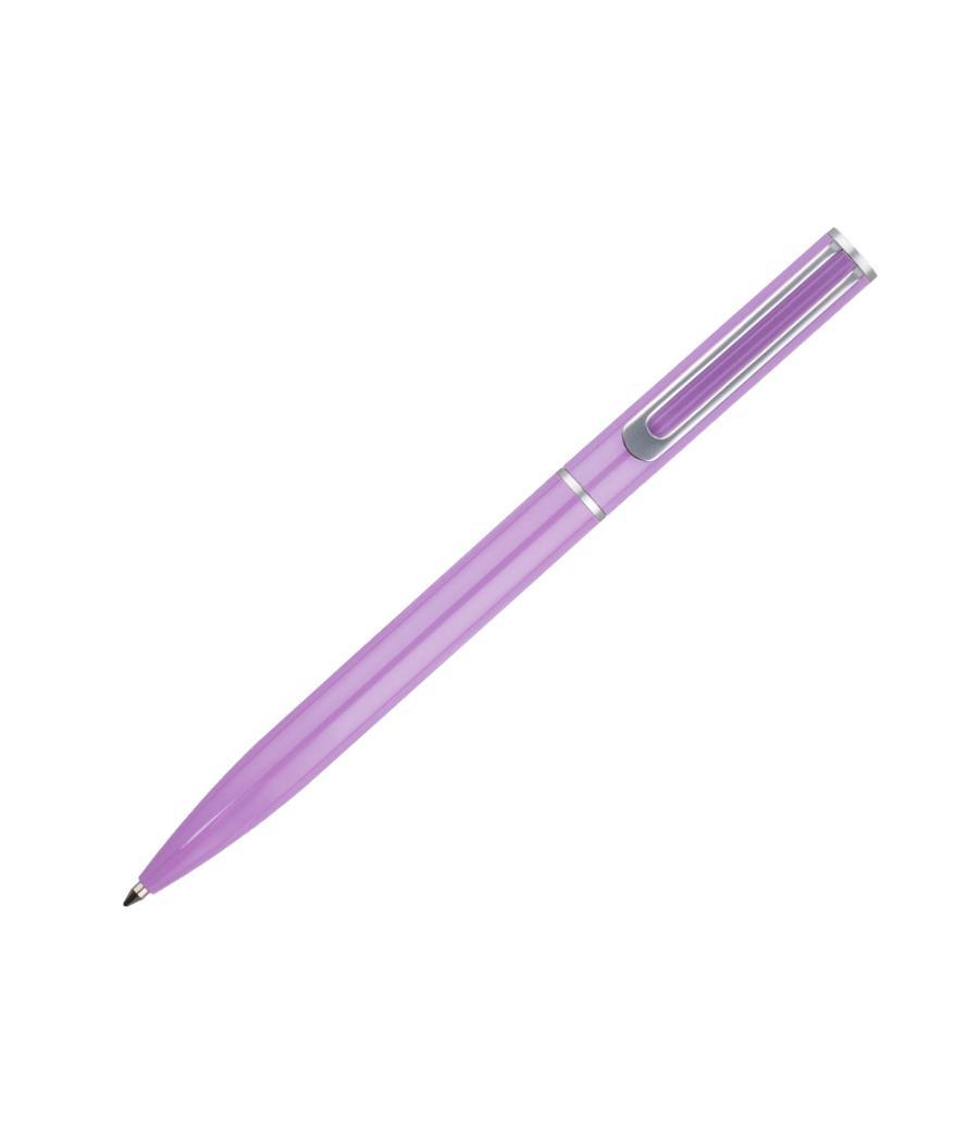 Juego bolígrafo y roller belius endless summer aluminio color morado y plateado tinta azul caja de diseño