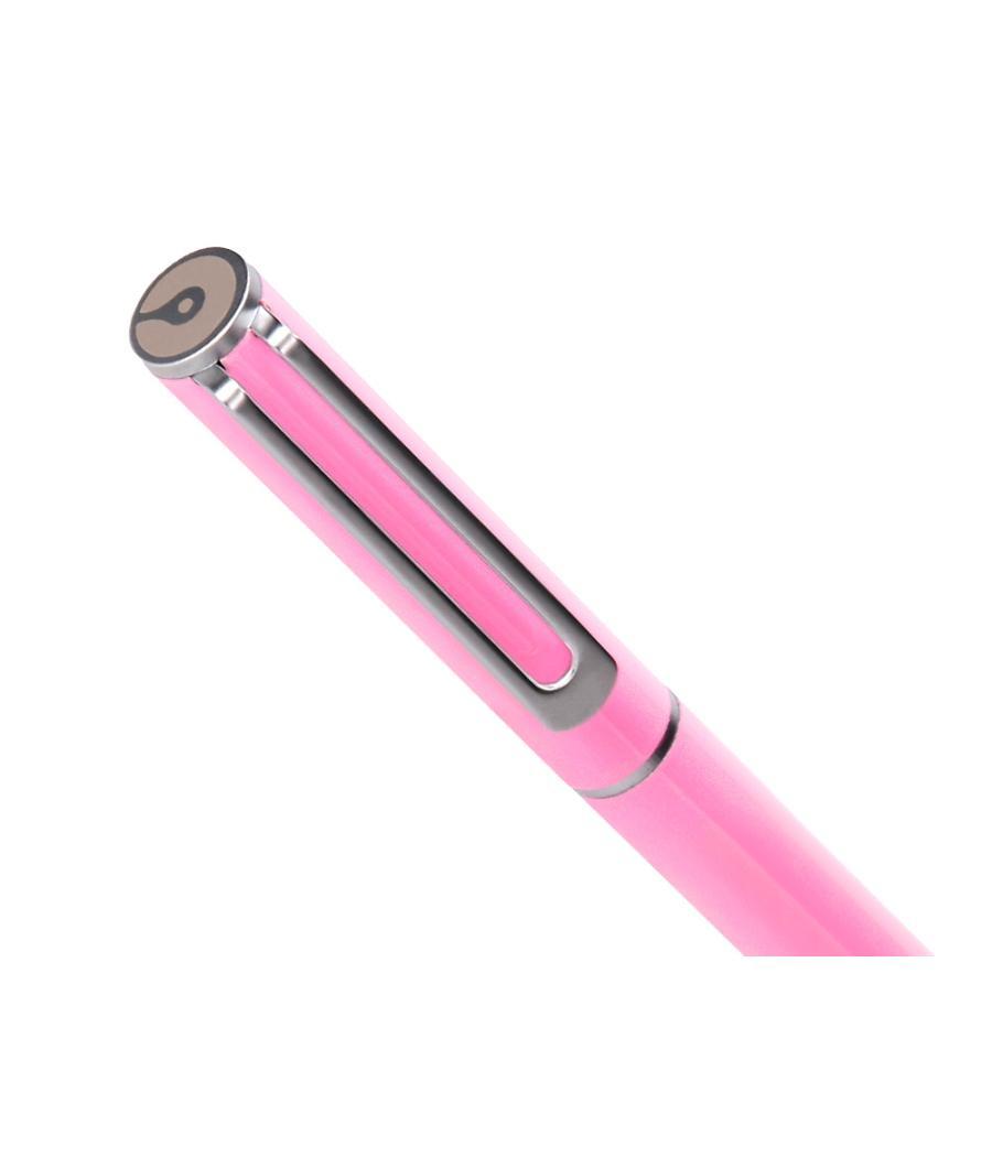 Juego bolígrafo y roller belius endless summer aluminio color rosa y plateado tinta azul caja de diseño