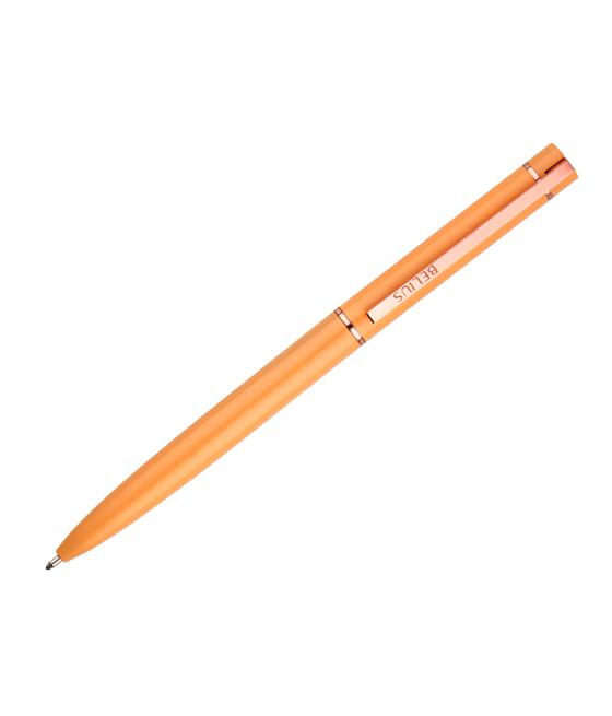 Bolígrafo belius rose aluminio color naranja/oro rosa tinta azul caja de diseño