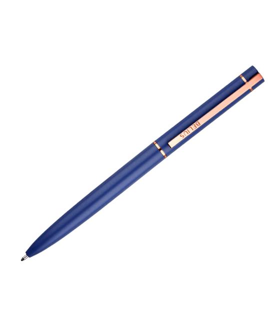 Bolígrafo belius rose aluminio color azul electrico/oro rosa tinta azul caja de diseño