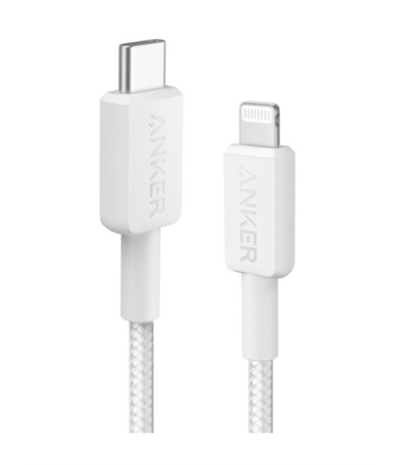 Cable anker 322 usb-c a ligthning cable trenzado 0,9m blanco