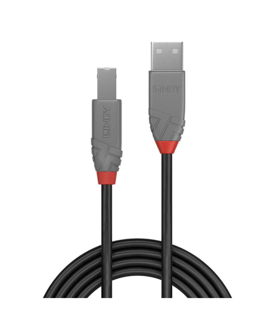 Lindy 36670 cable USB 0,2 m USB 2.0 USB A USB B Negro, Gris