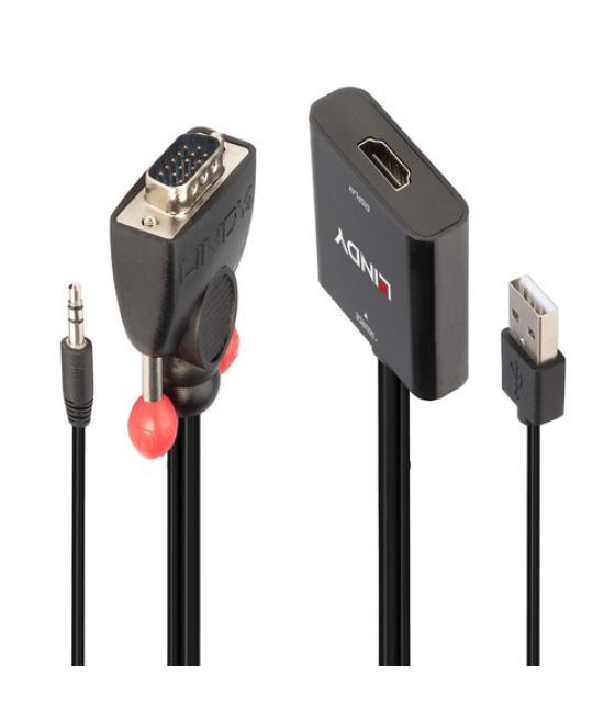 Lindy 38284 adaptador de cable de vídeo VGA (D-Sub) + 3,5mm HDMI + USB Negro