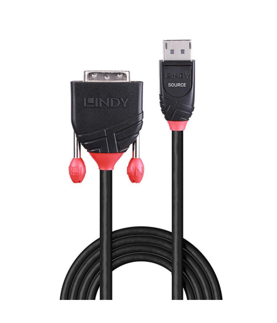 Lindy 41491 adaptador de cable de vídeo 2 m DisplayPort HDMI Negro