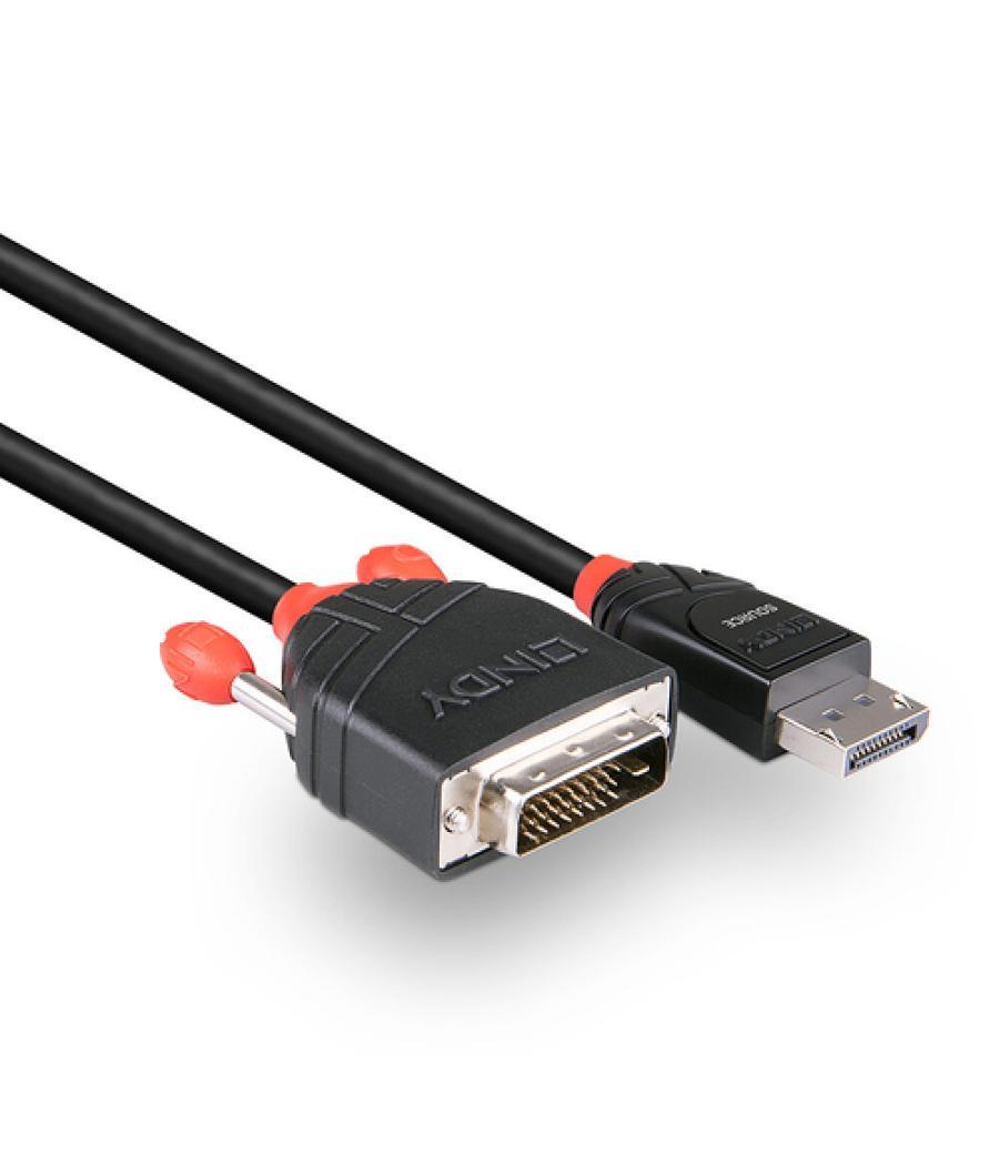 Lindy 41491 adaptador de cable de vídeo 2 m DisplayPort HDMI Negro